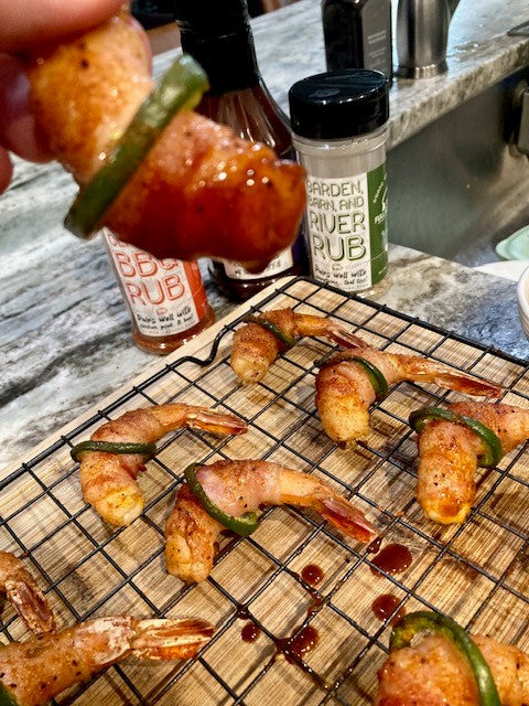 BBQ Bacon Wrapped Jalapeño Shrimp